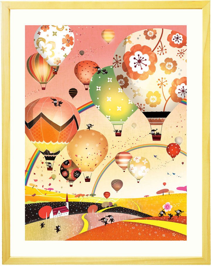 夕暮れの空の絵画、夕焼けの絵画、イブニング