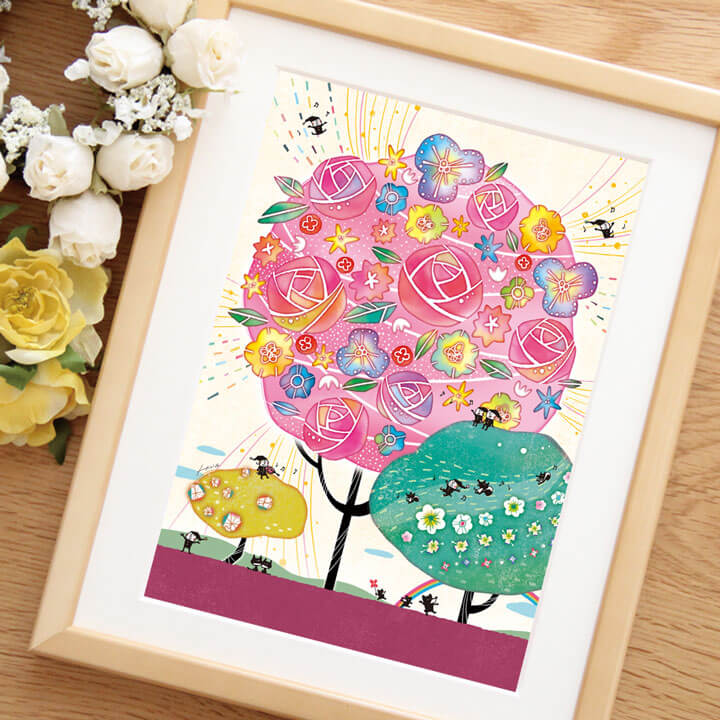 薔薇の絵、かわいいバラの絵画