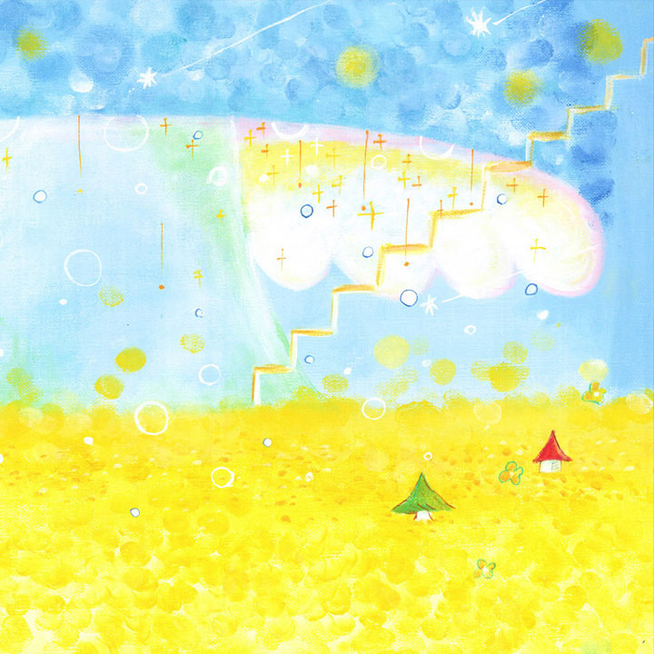 黄色の絵画、菜の花畑の絵画