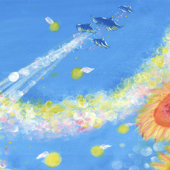 華やかな絵画、花の絵、カラフル、ポップな絵画、洋画風、元気になれる絵画