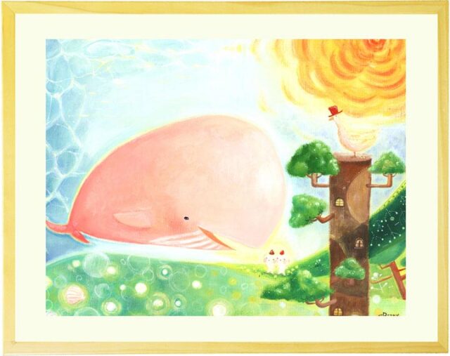 絵画(ミニ) 「大地の妖精と旅するクジラ」 (Denny Horimizu)