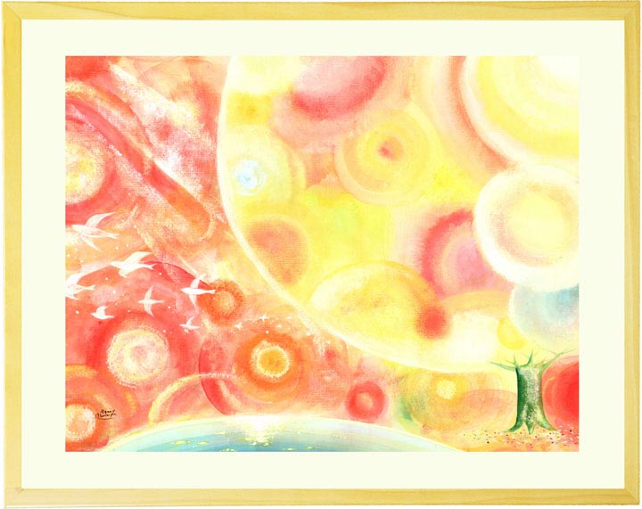 絵画「縁(えん) ‐すべての出逢いに感謝‐」の額装作品全体