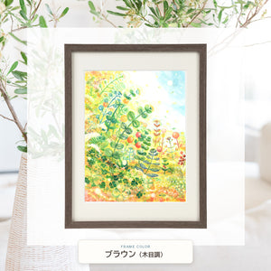 ブラウン（木目調）額に入れた「grow」