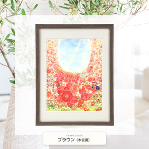 ブラウン（木目調）額に入れた「bloom」