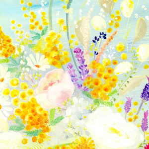 絵画「春告ぐミモザの花束」の細部 3