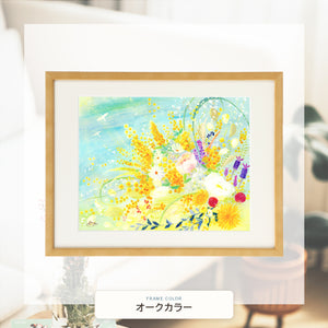 オークカラー額に入れた「春告ぐミモザの花束」