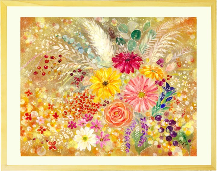 絵画「花実 ～hanami～」の額装作品全体