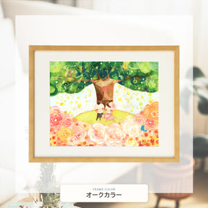 オークカラー額に入れた「Shine Tree」
