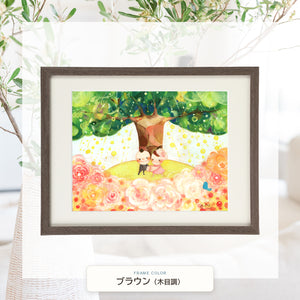 ブラウン（木目調）額に入れた「Shine Tree」