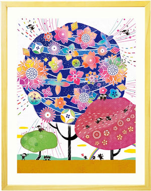 絵画「しあわせ花音(カノン) 藍色」の作品全体