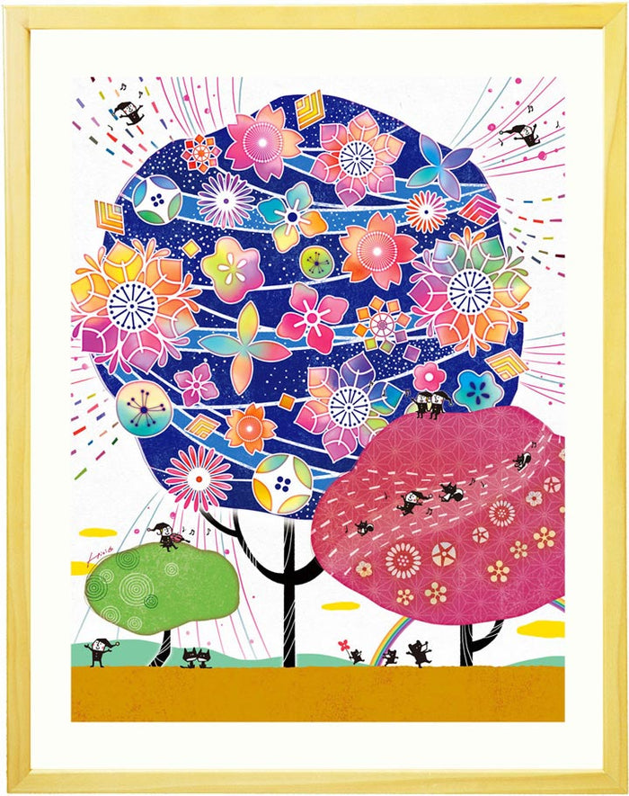 絵画「しあわせ花音(カノン) 藍色」の作品全体