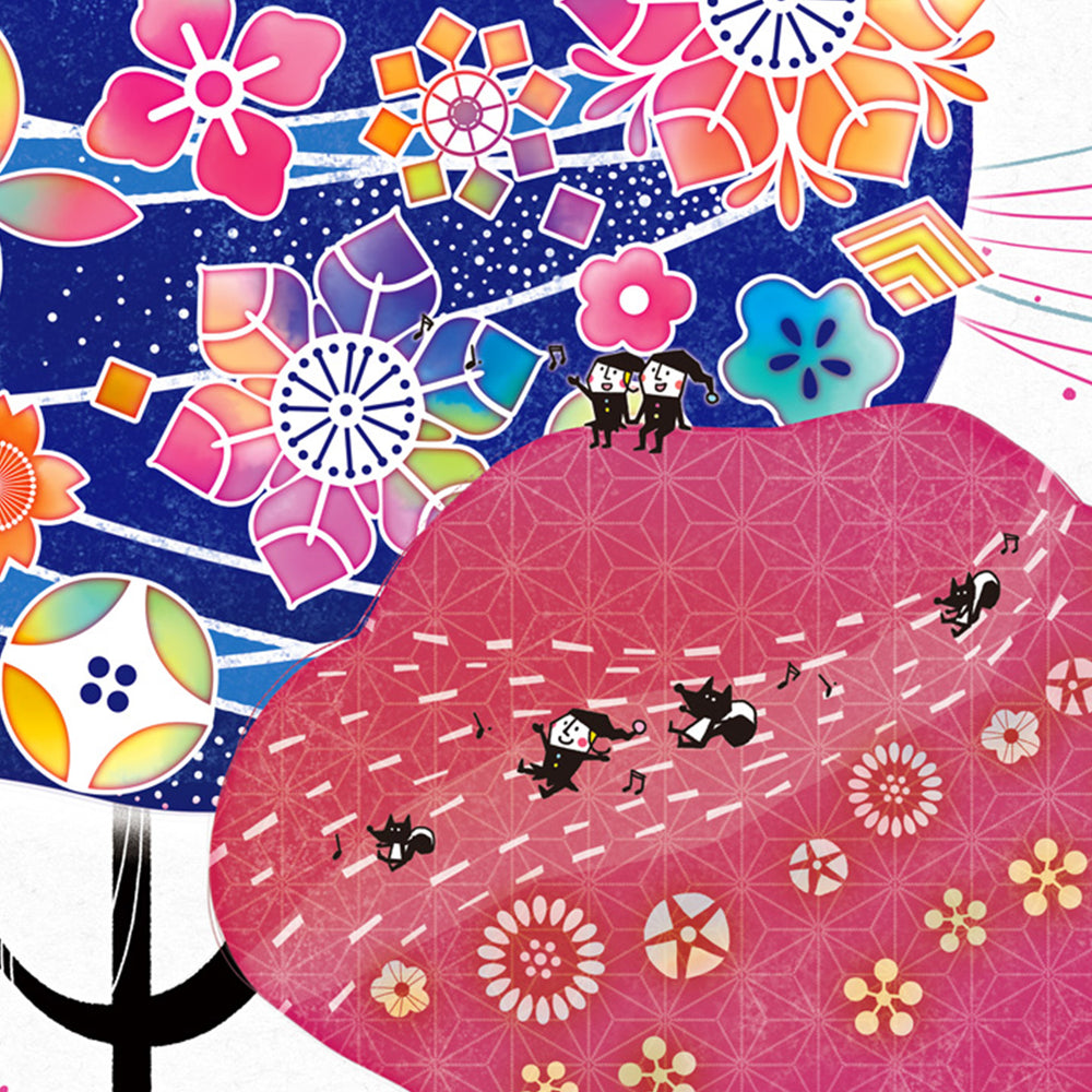 絵画「しあわせ花音(カノン) 藍色」の細部（2）