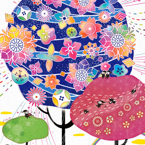 絵画「しあわせ花音(カノン) 藍色」の細部（4）