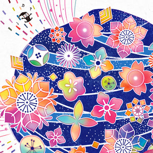 絵画「しあわせ花音(カノン) 藍色」の細部（5）