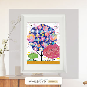 パールホワイト額に入れた「しあわせ花音(カノン) 藍色」