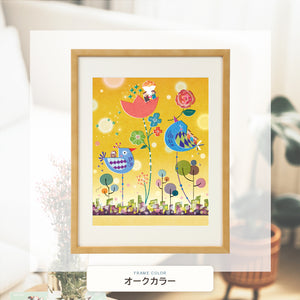 オークカラー額に入れた「奇跡の日(黄色)」