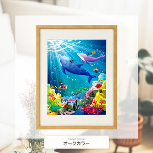 オークカラー額に入れた「海の歌」
