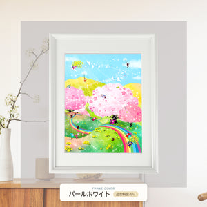 パールホワイト額に入れた「花咲く道」