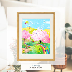 オークカラー額に入れた「花咲く道」
