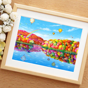 絵画「虹色紅葉(にじいろもみじ)」の細部（1）