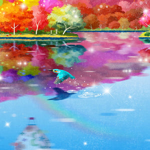 絵画「虹色紅葉(にじいろもみじ)」の細部（3）