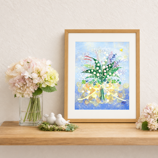 オークカラー額に入れた作品