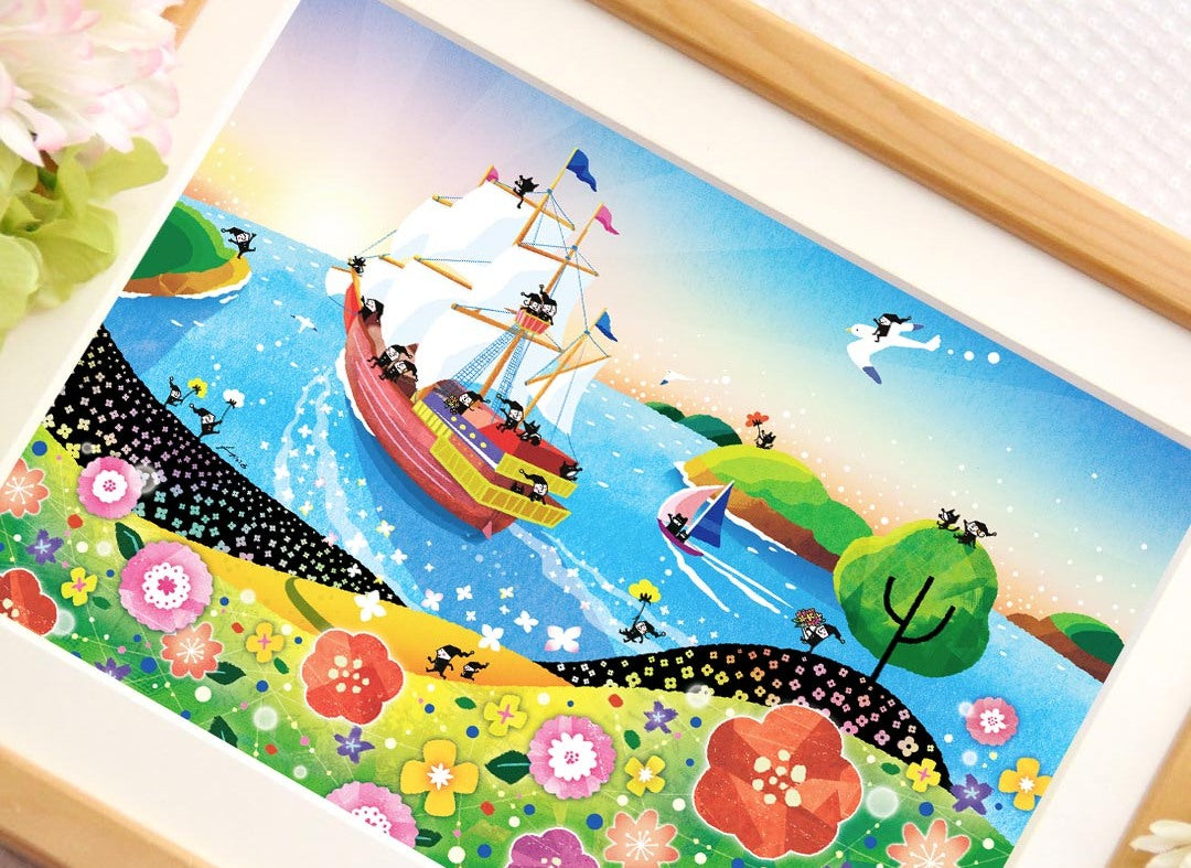 額に入れた絵画「輝きの朝」
