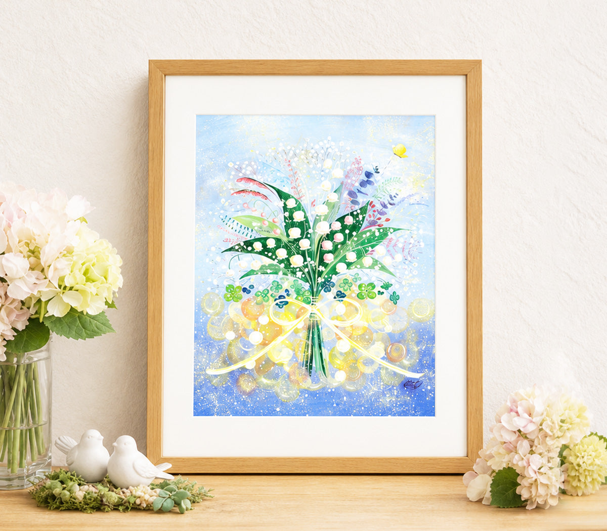 オークカラー額に入れた作品