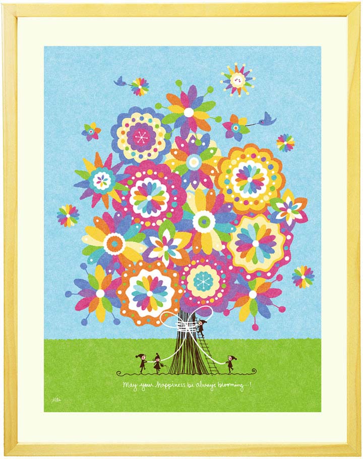 絵画「幸せの花束(虹色)」の作品全体