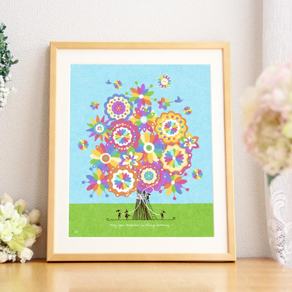 絵画「幸せの花束(虹色)」の細部（1）