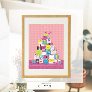 オークカラー額に入れた「ちいさな宝箱(ピンク)」