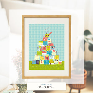オークカラー額に入れた「ちいさな宝箱(ブルー)」