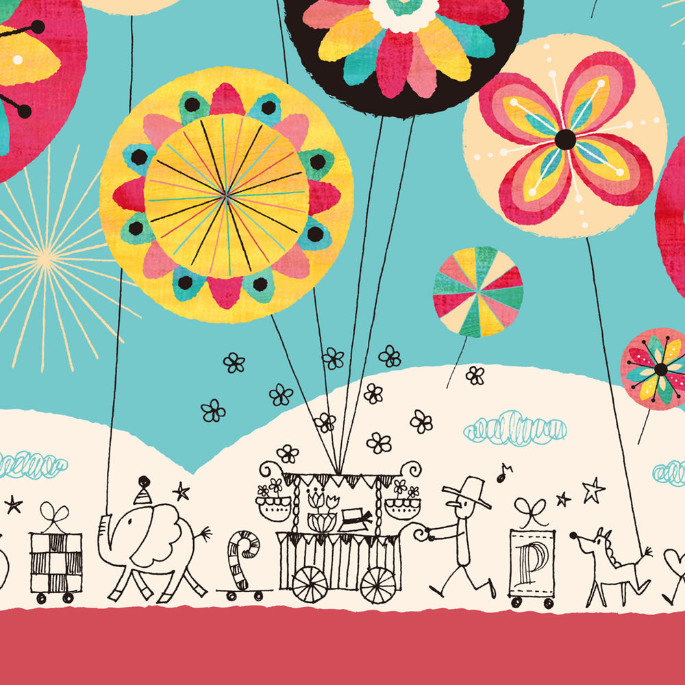 絵画「幸せのパレード(レッド)」の細部（1）