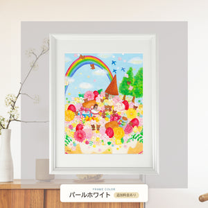 パールホワイト額に入れた「幸せを花束に込めて」