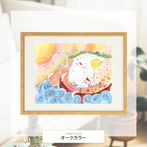 オークカラー額に入れた「ふるさと」
