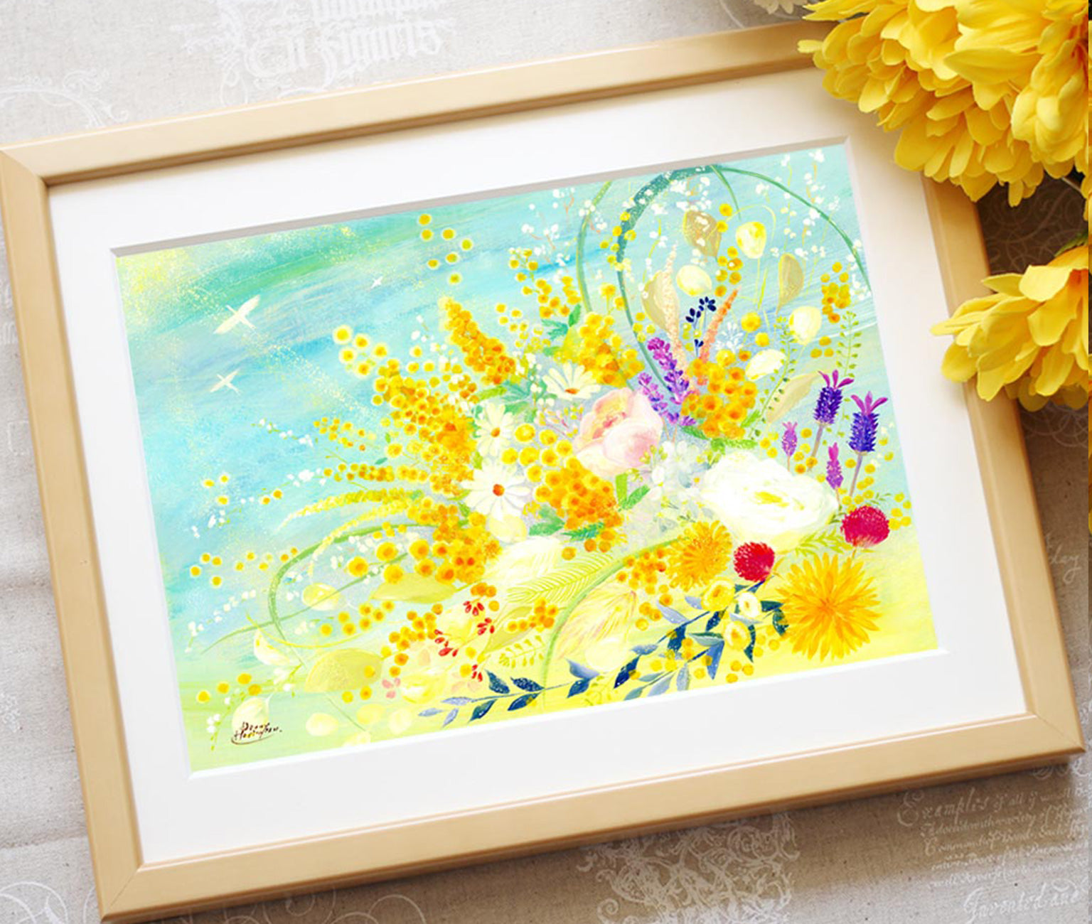 黄色とオレンジの絵画・明るい絵・幸せの絵 | 絵画販売 KAWAII ART