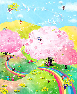 絵画 桜 福寿草