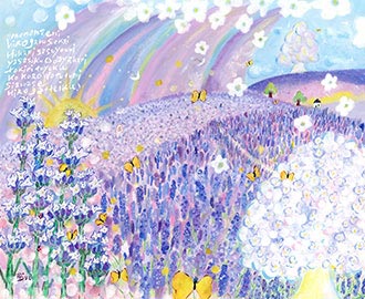ラベンダー畑の絵画