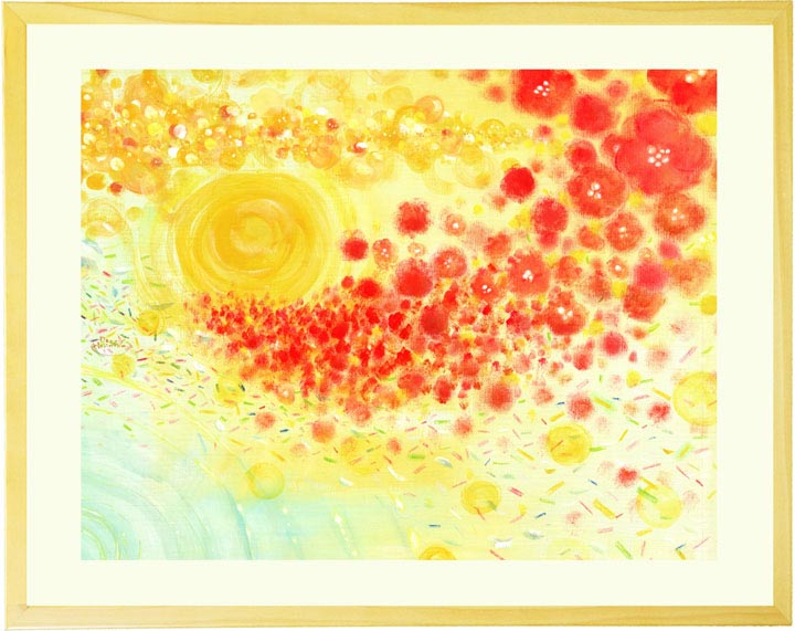 明るい絵画、花の絵画インテリアアート、カフェ、玄関風水、おしゃれ、店舗に飾る絵、壁掛け絵画、抽象画、ホスピタルアート、癒し