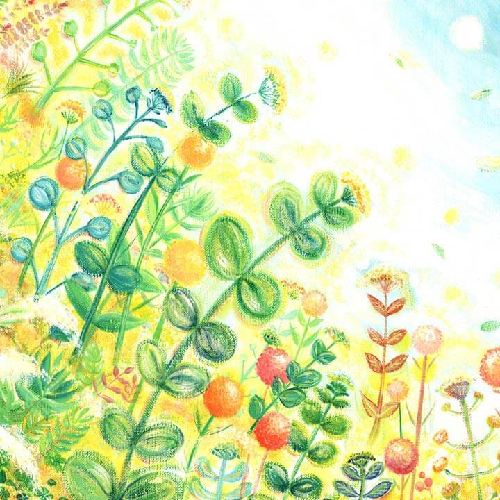 癒しの絵画、さわやかな絵画、緑・グリーンの絵、観葉植物の絵
