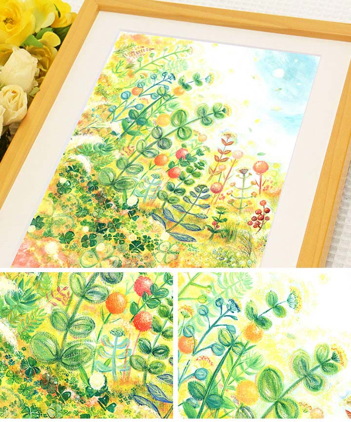 癒しの絵画、さわやかな絵画、緑・グリーンの絵、観葉植物の絵