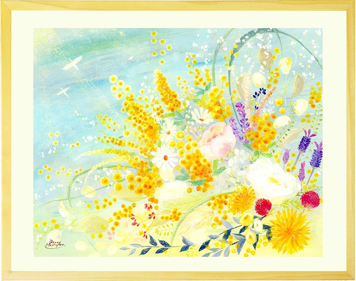 幸せ 祝福 希望 空 花畑の絵画