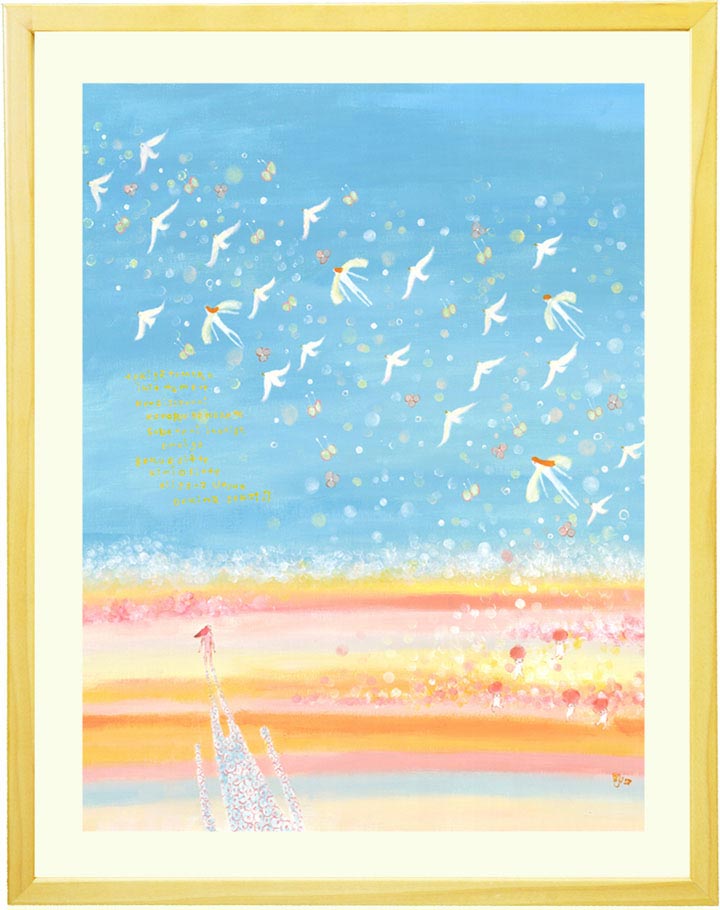 空の絵画、海の絵画、ホスピタルアート、癒しの絵画インテリア、ヒーリングアート、病院に飾る絵、おしゃれ、青、ブルー、水辺