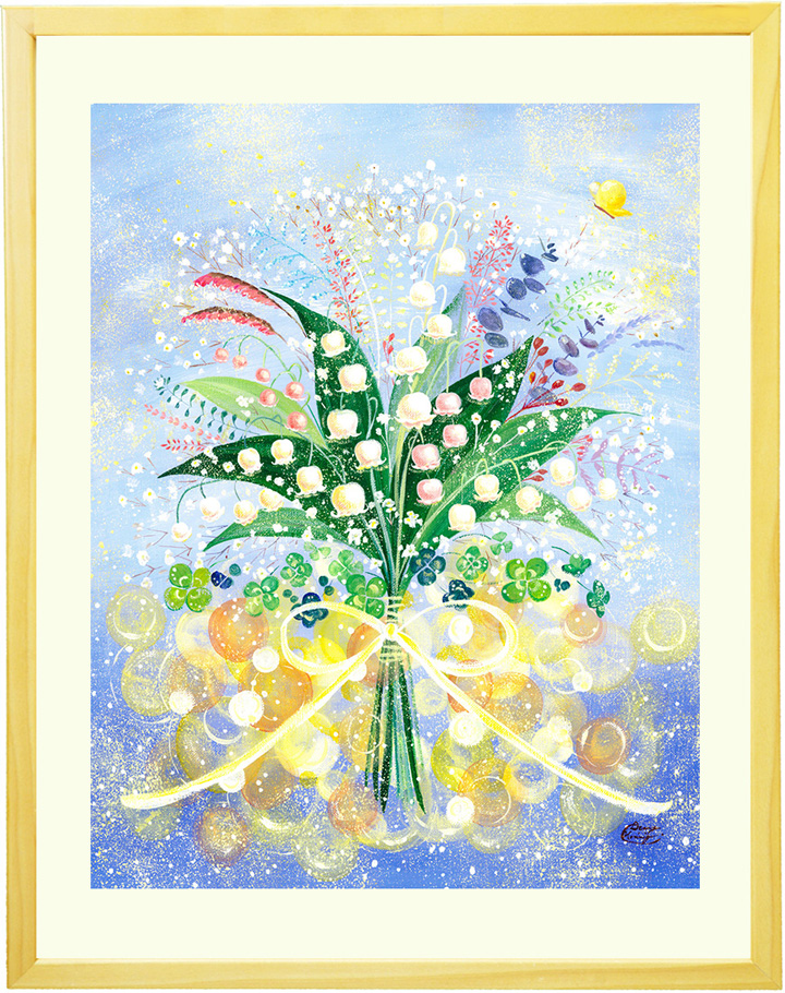 幸せ 祝福 希望 空 花畑の絵画